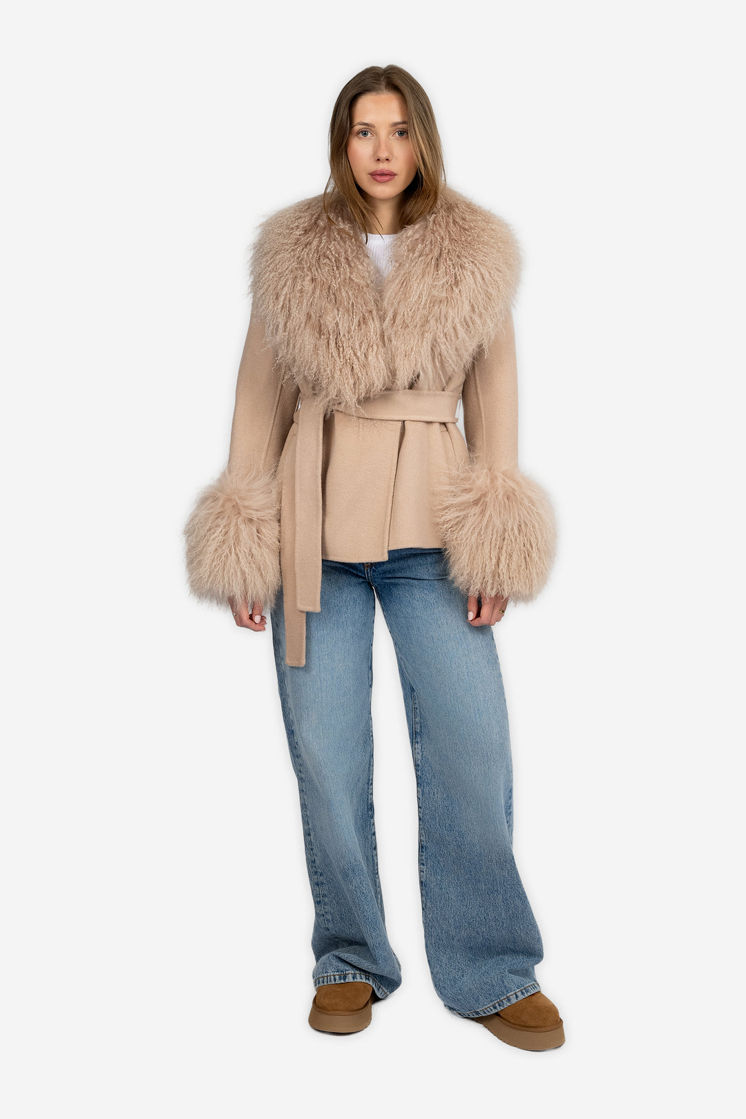Marta Coat Mongolian Short beige