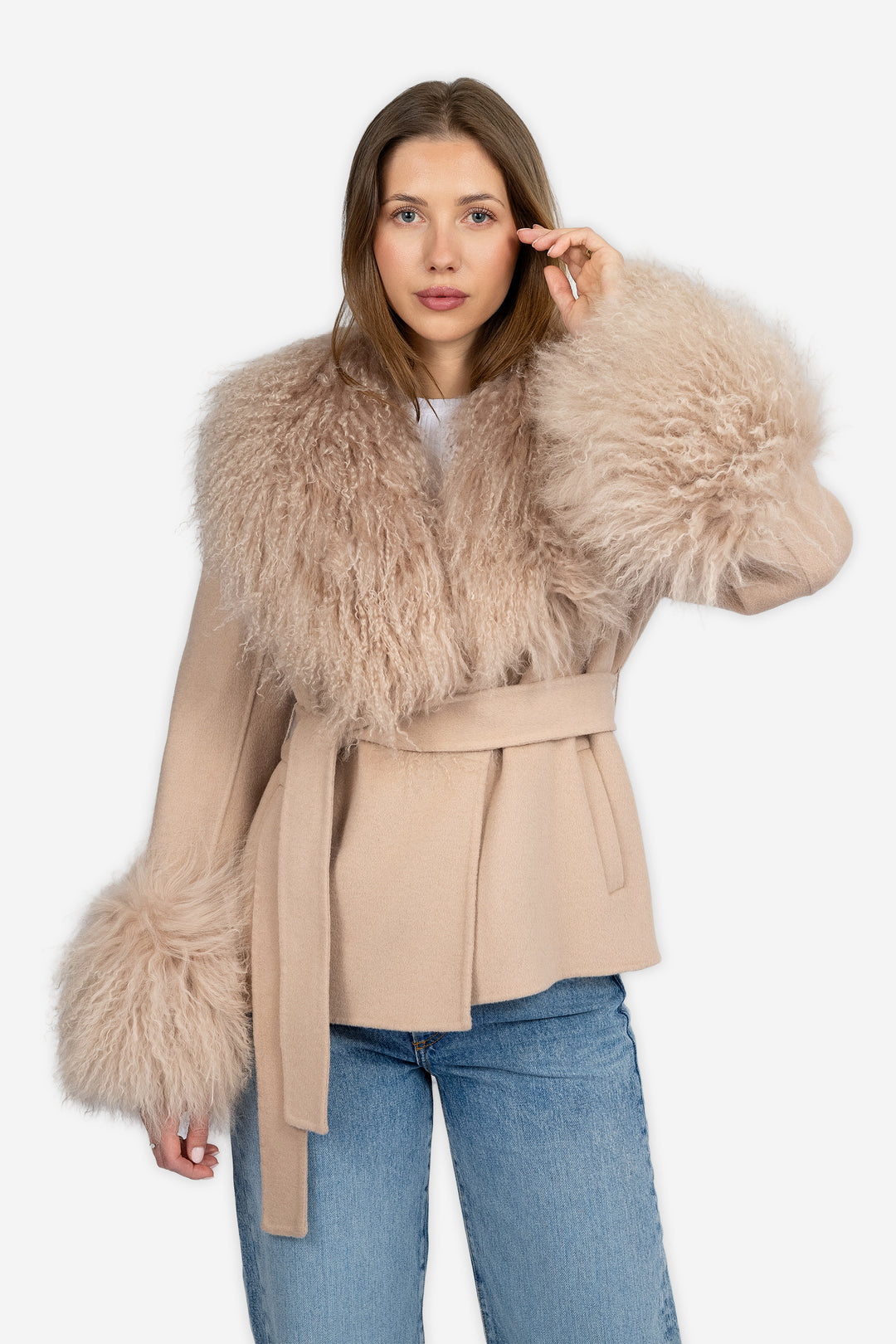 Marta Coat Mongolian Short beige