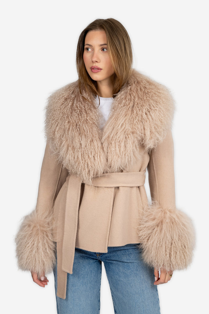 Marta Coat Mongolian Short beige