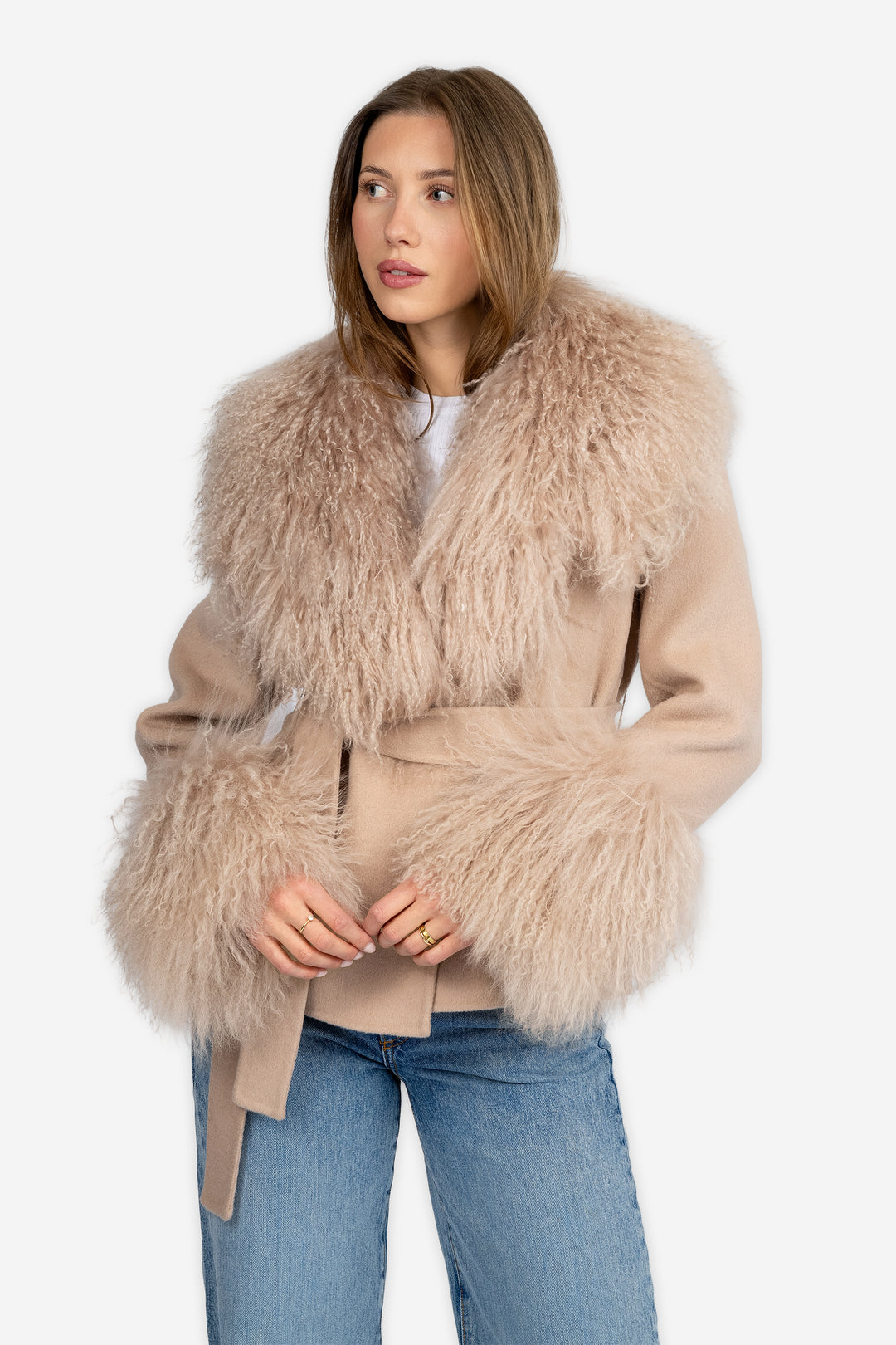 Marta Coat Mongolian Short beige