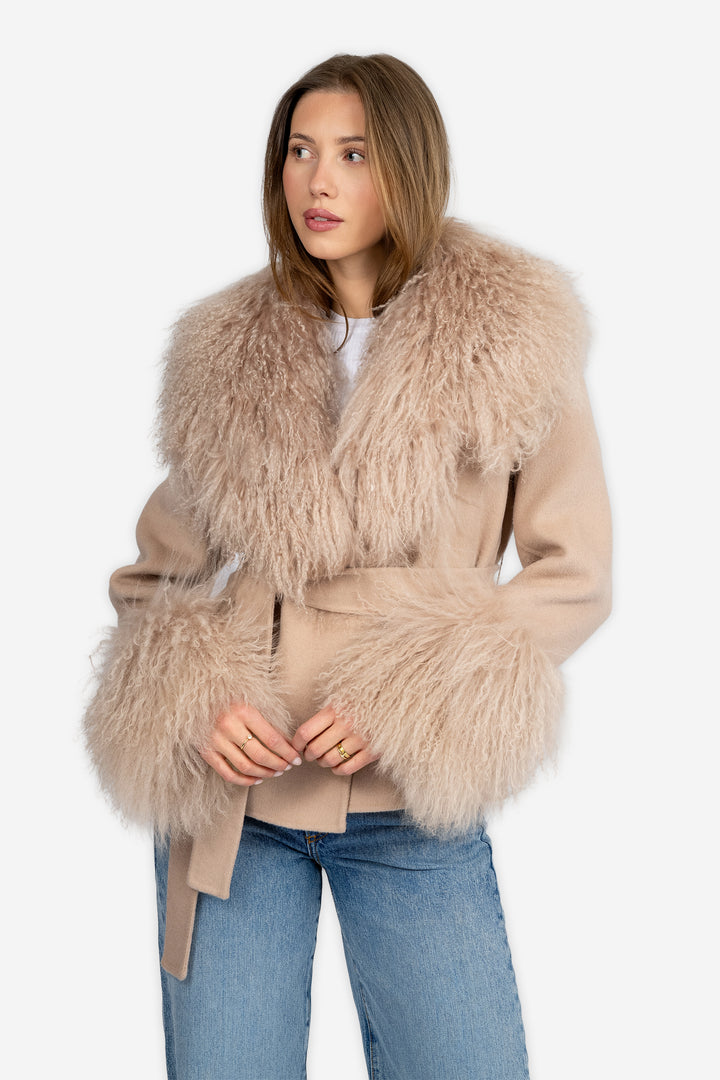 Marta Coat Mongolian Short beige