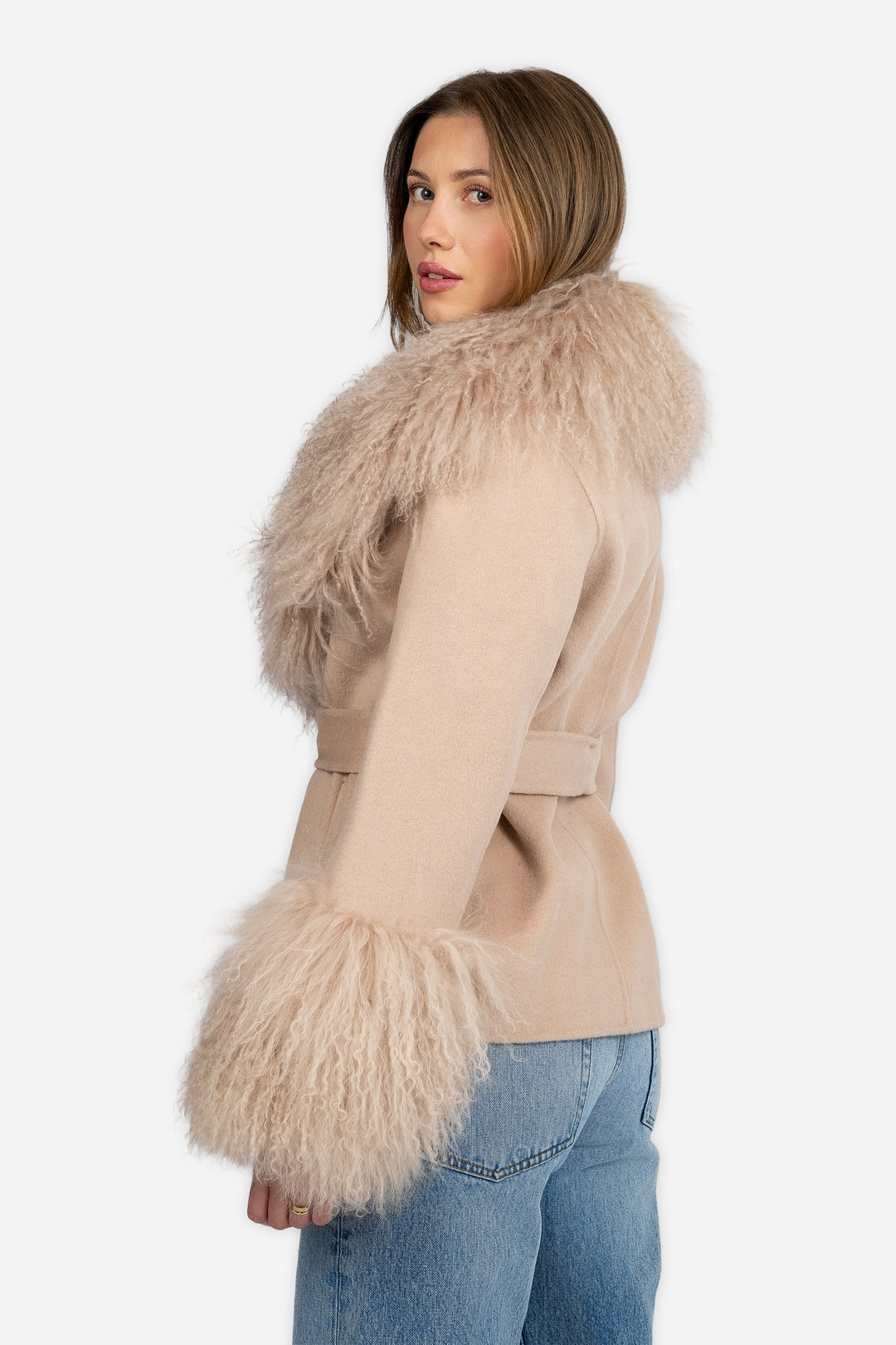 Marta Coat Mongolian Short beige