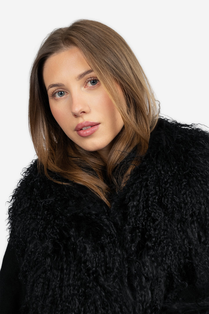 Marta Coat Mongolian Short Black