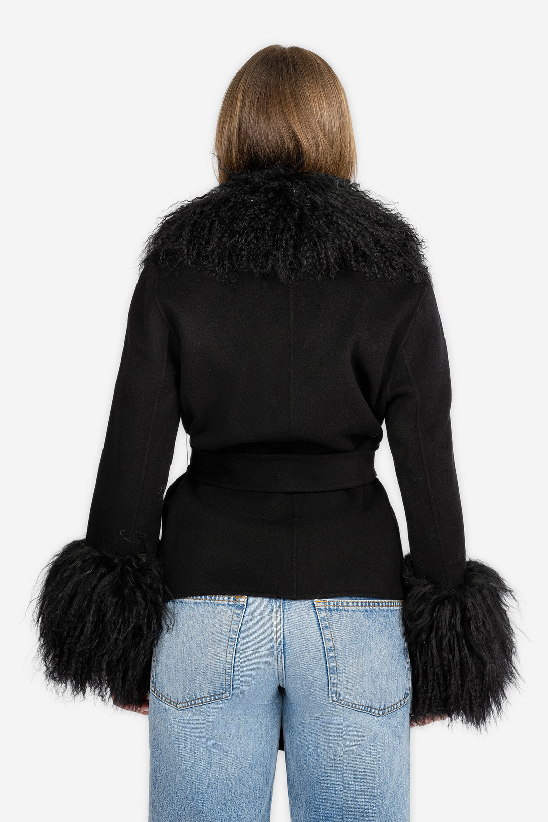 Marta Coat Mongolian Short Black