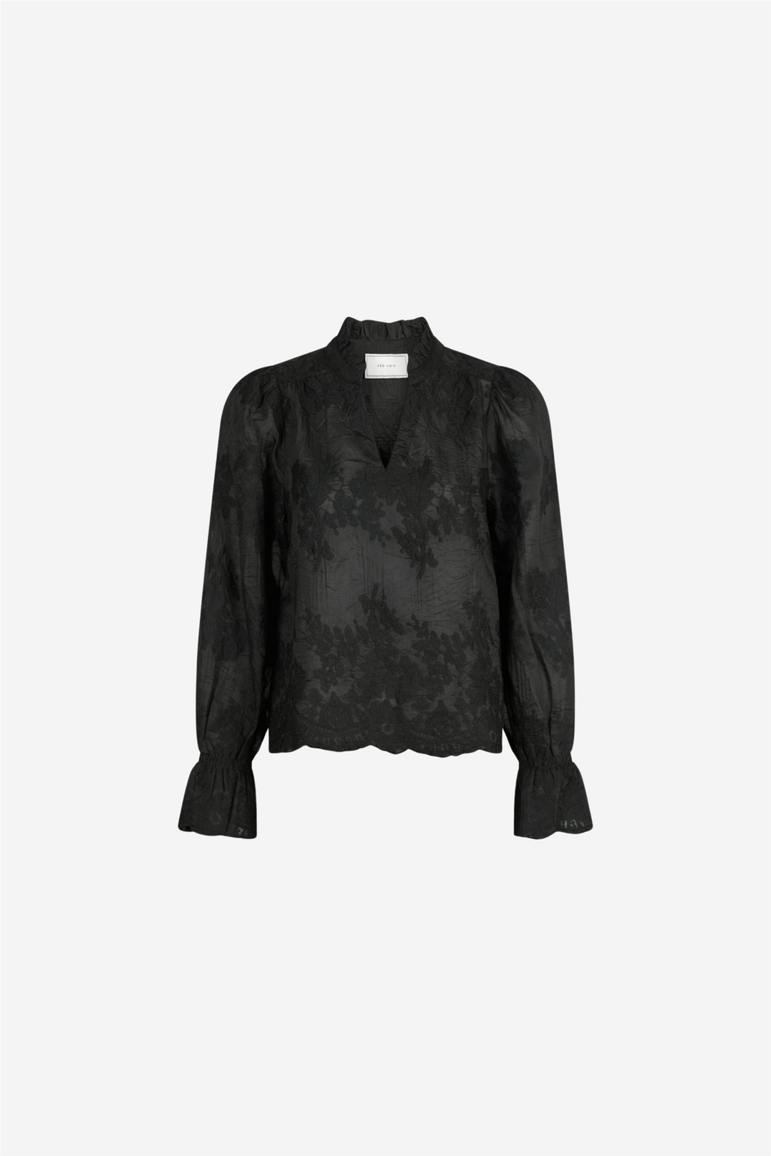 Amara Big Embroidery Blouse Black