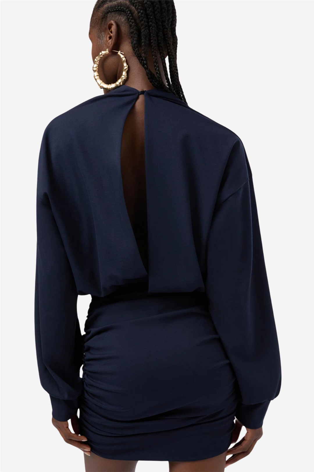 Sylvia Puffsleeves High Waist Mini Dress Dark Blue
