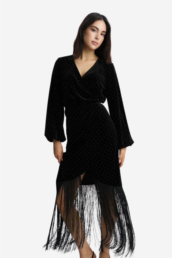 Sine Stud Velour Dress Black