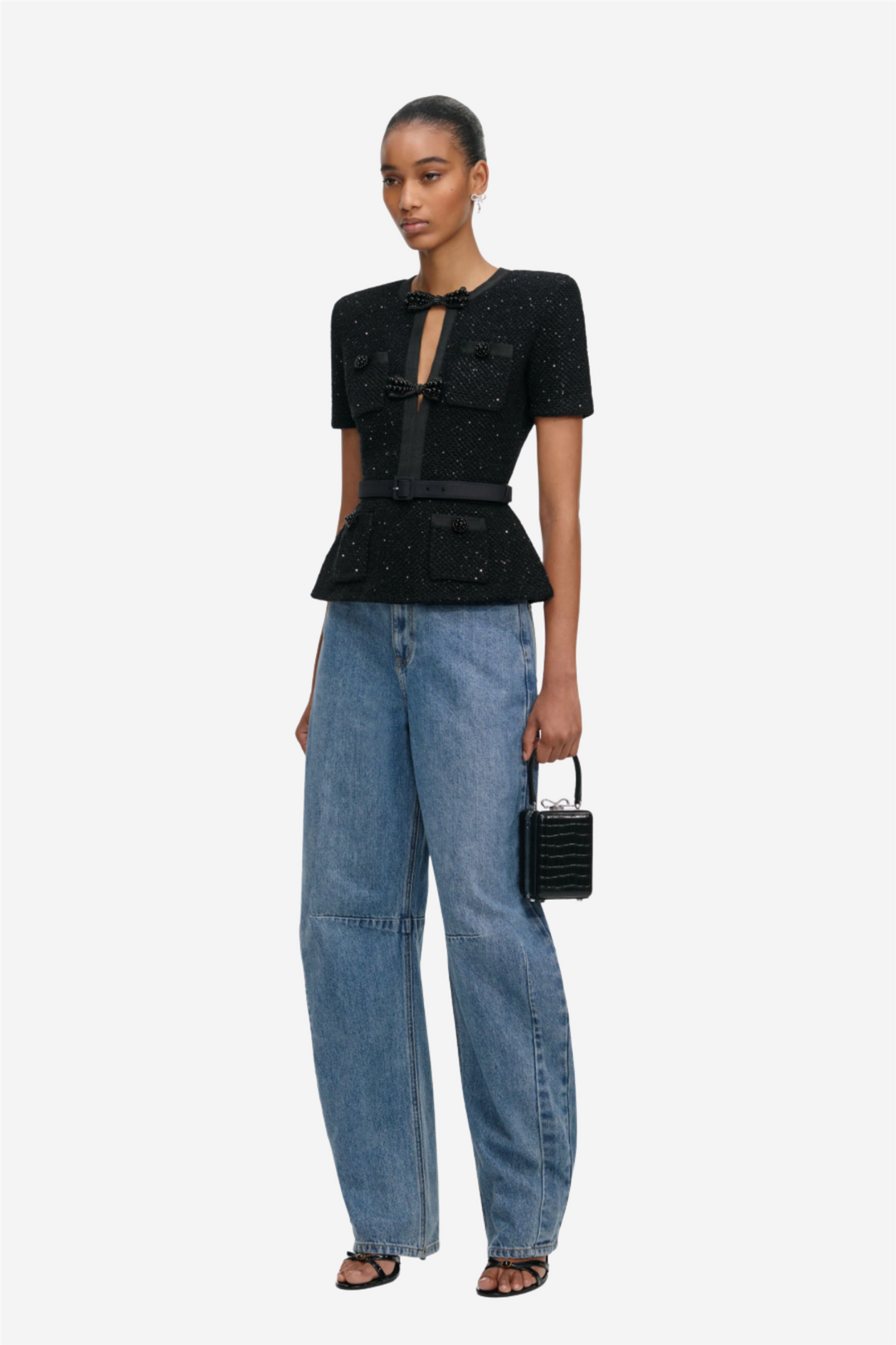 Black Sequin Knit Top