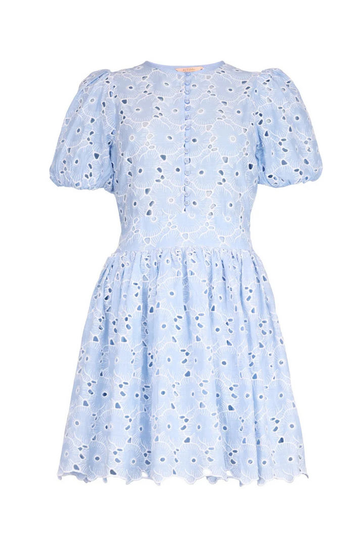 Broderie Anglaise Puffed Dress Light Blue