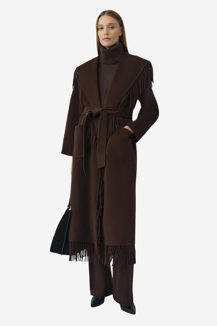 Carrie Fringe Robe Coat Choco Late