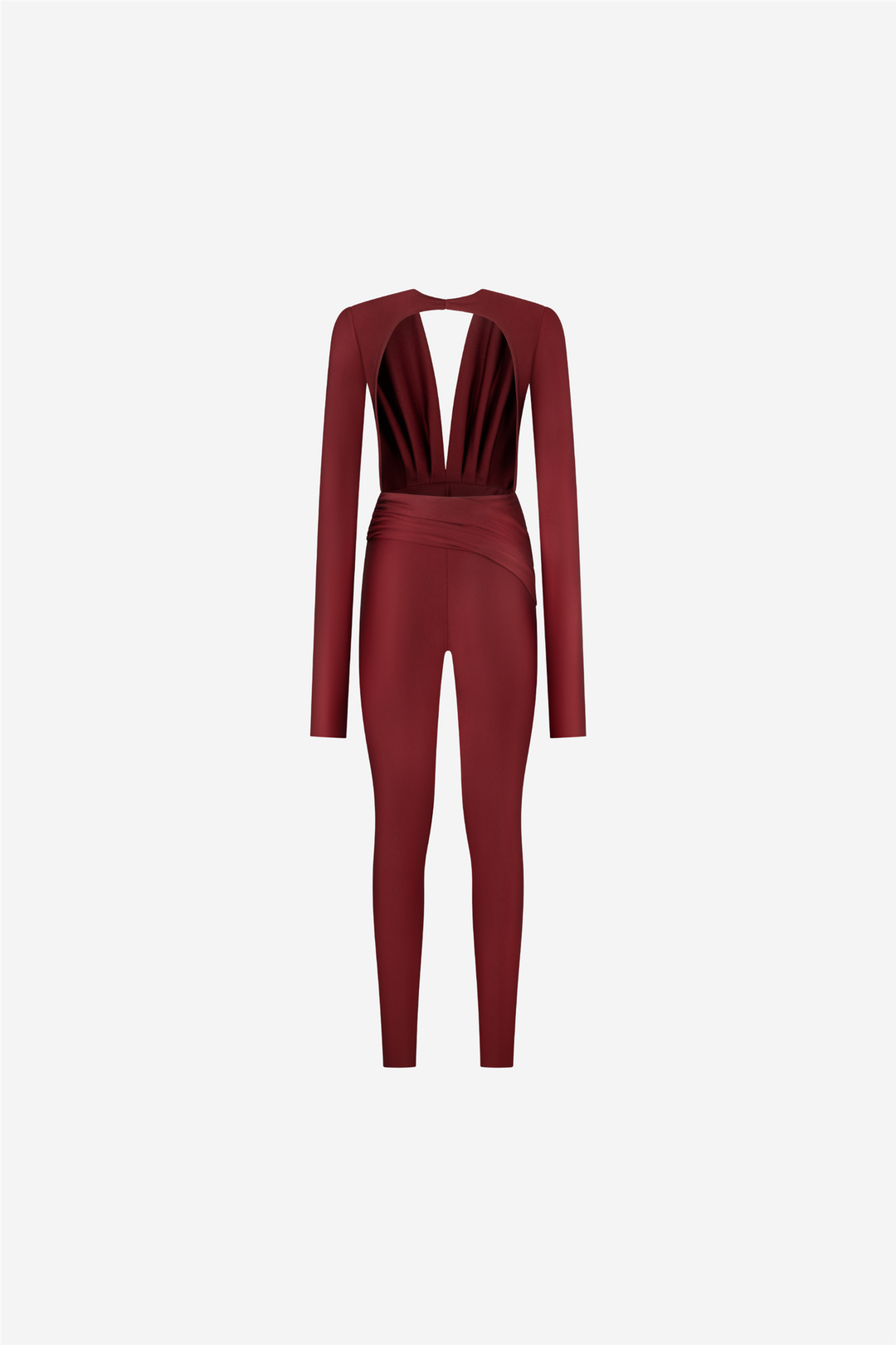 Zelda Jumpsuit Deep V Neck Burgundy