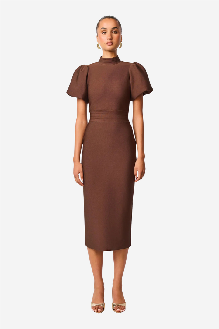 Ella Midi Dress Brown