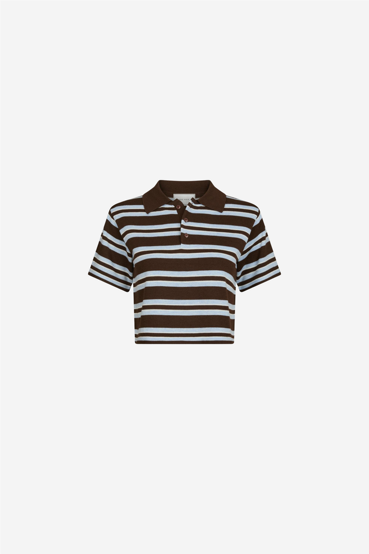 Mulann Polo Knit Blouse Dark Brown