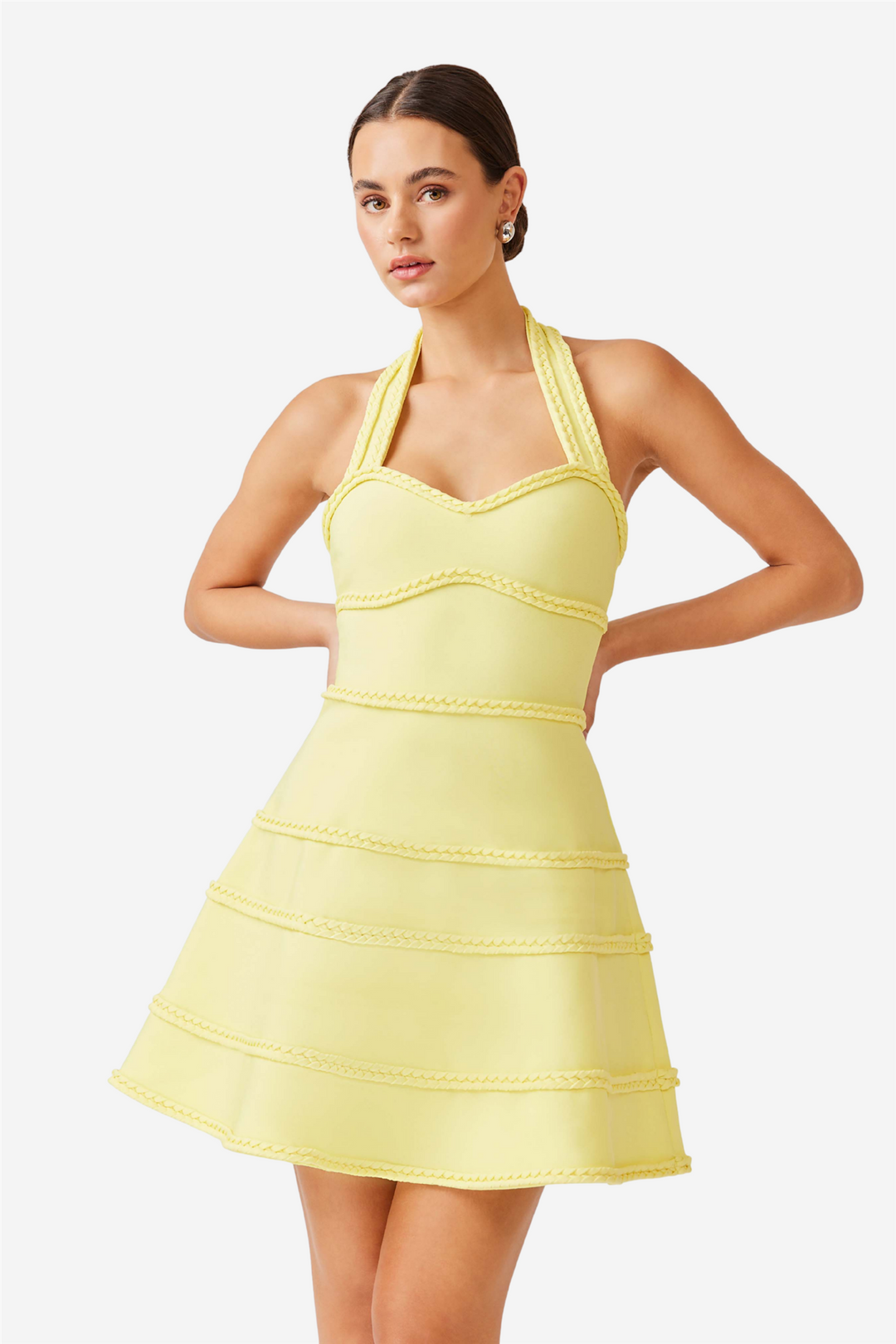 Katlyn Halter Mini Dress Lemon