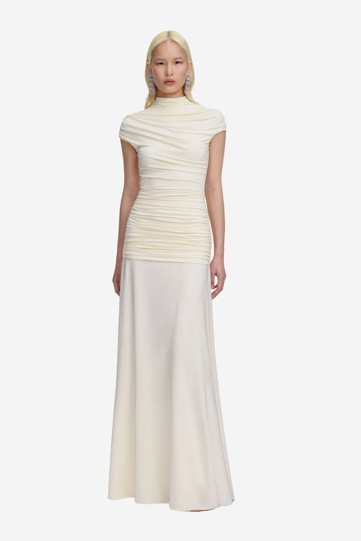 Jersey Draped Maxi Dress Yellow