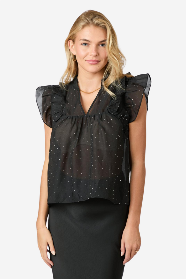 Jayla Bedazzled Top Black