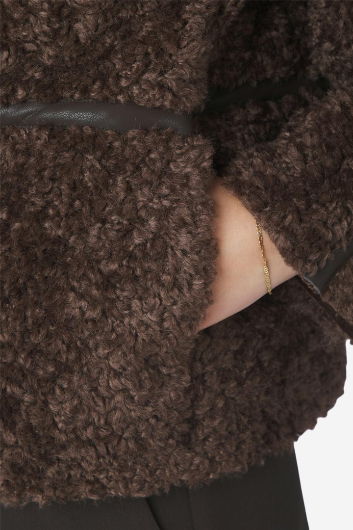 Castor Faux Fur Jacket Dark Brown