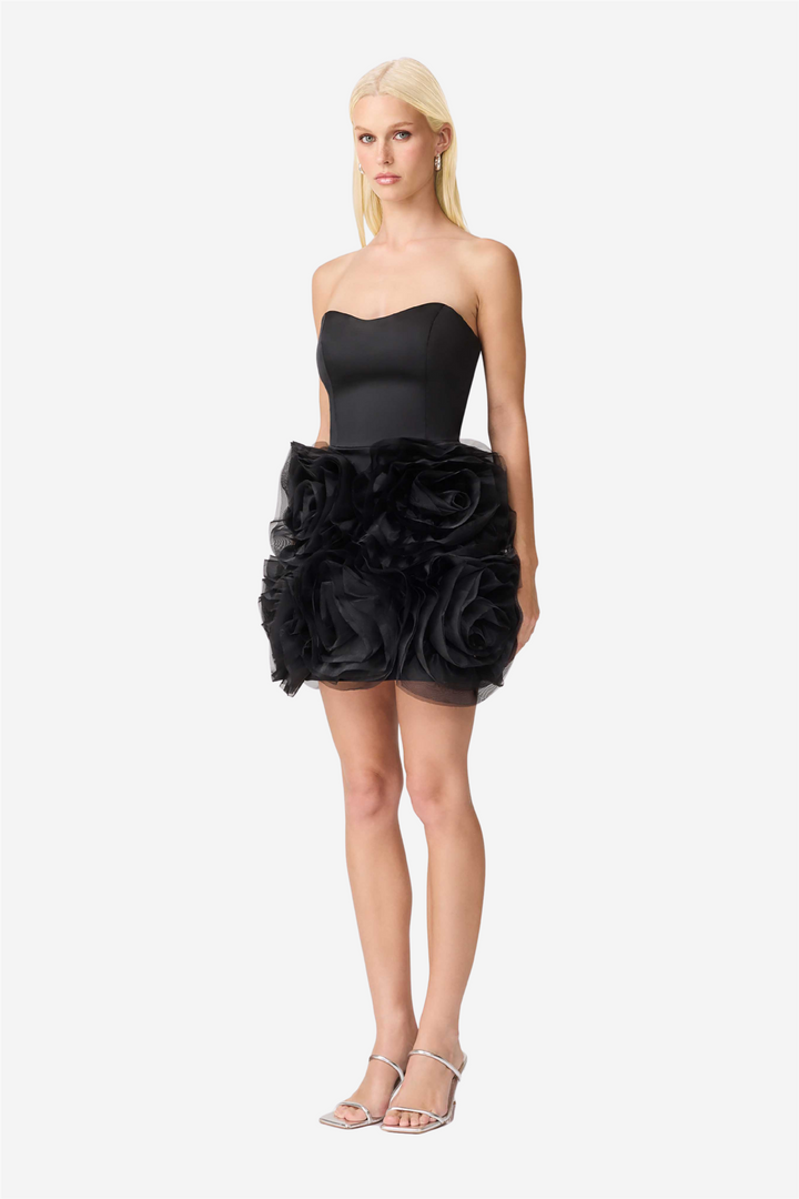 Asher Flower Mini Dress Black