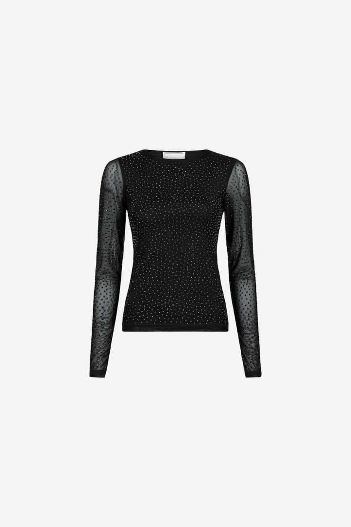 Basira Stone Mesh Blouse Black