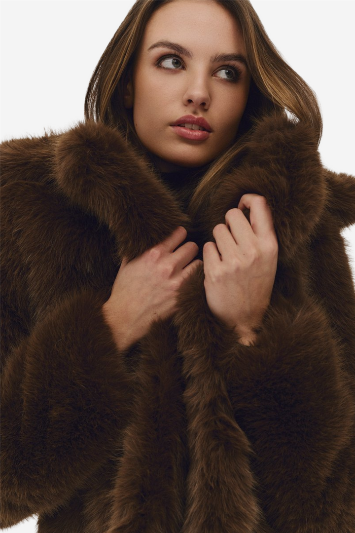Sofia Fake Fur Jacket Brown