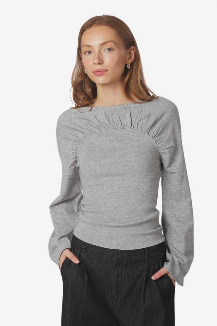 Kaiba Knit Blouse Light Grey Melange