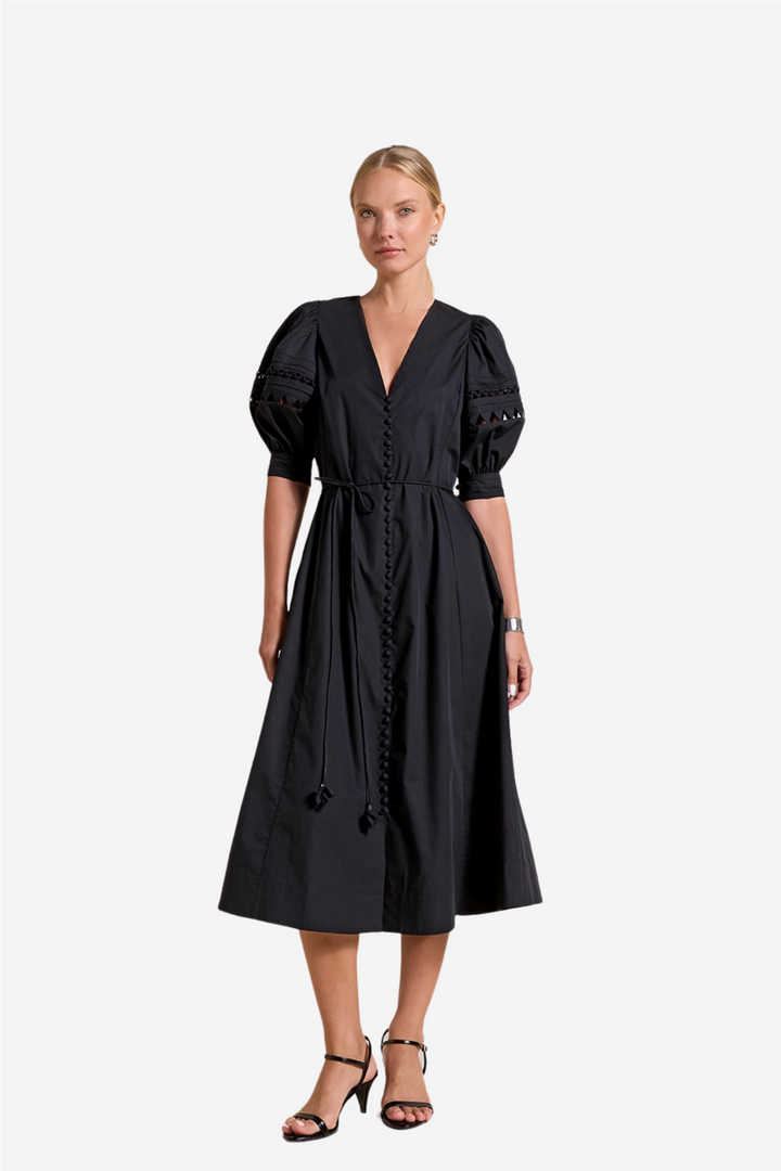Fleuretta Midi Dress Onyx Black