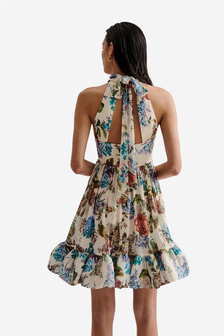Fern Halterneck Ruffled Mini Dress Botanic Florals