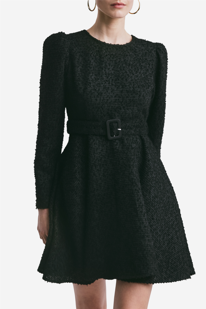 Boucle Belt Dress Black