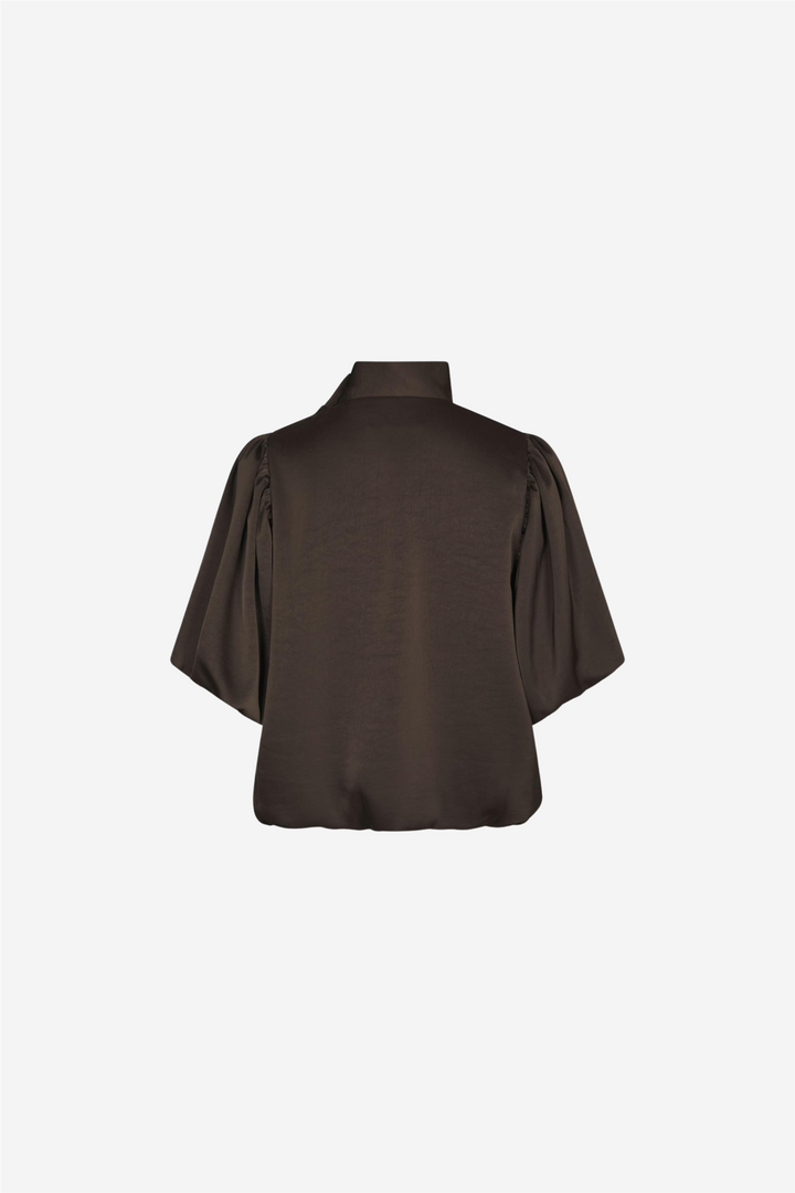 Parisa Heavy Sateen Blouse Dark Brown