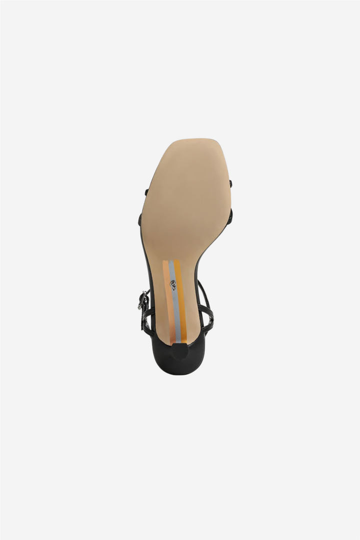 Presley Strappy Kitten Heel Black Leather