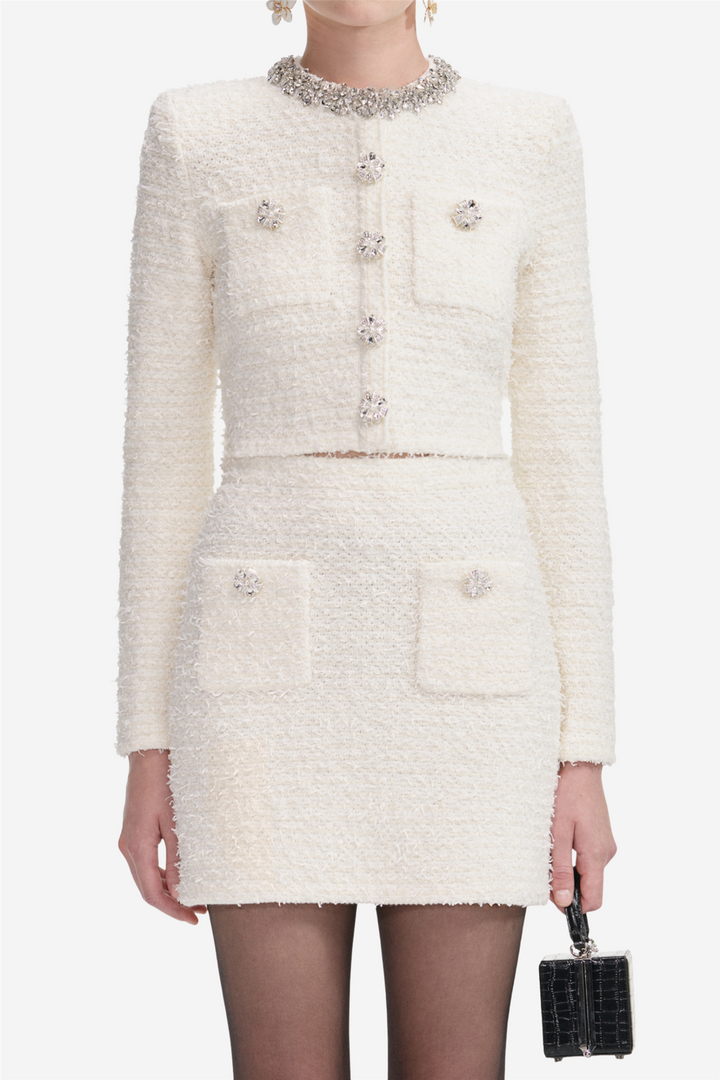 Textured Knit Cardigan Cream