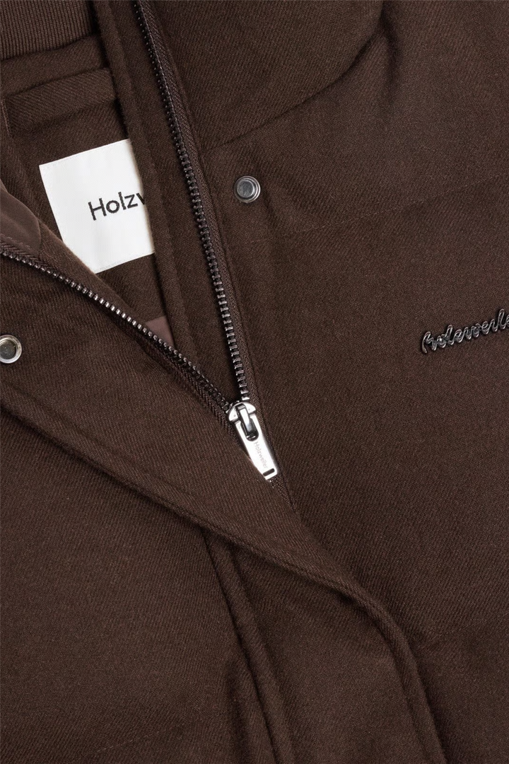 W Tech Wool Down Coat Dark Brown