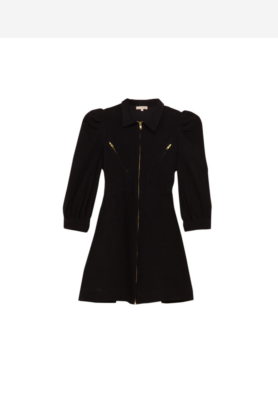 Baby Cord Collared Dress Black