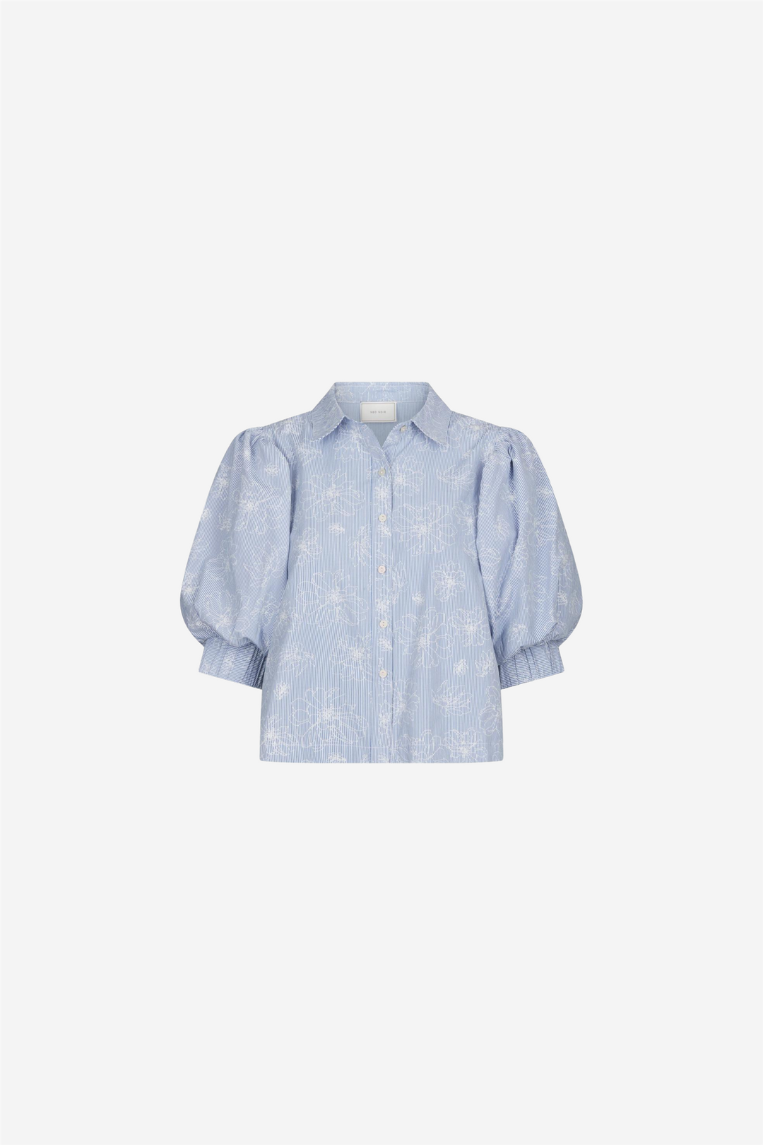 Etta Flower Stripe Shirt Light Blue