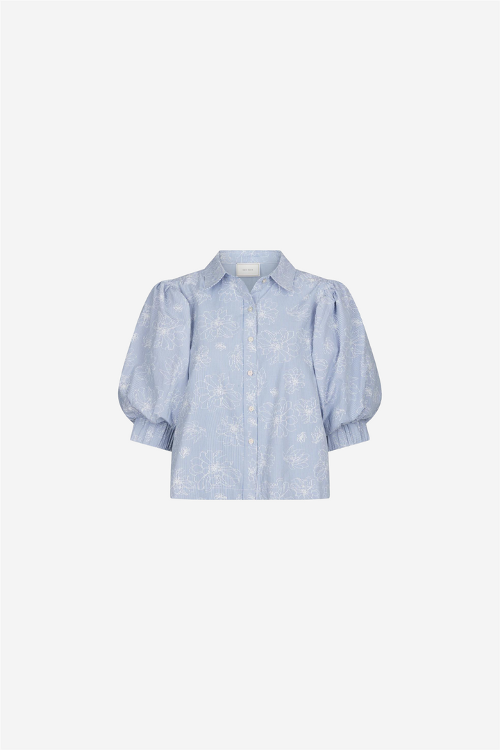 Etta Flower Stripe Shirt Light Blue