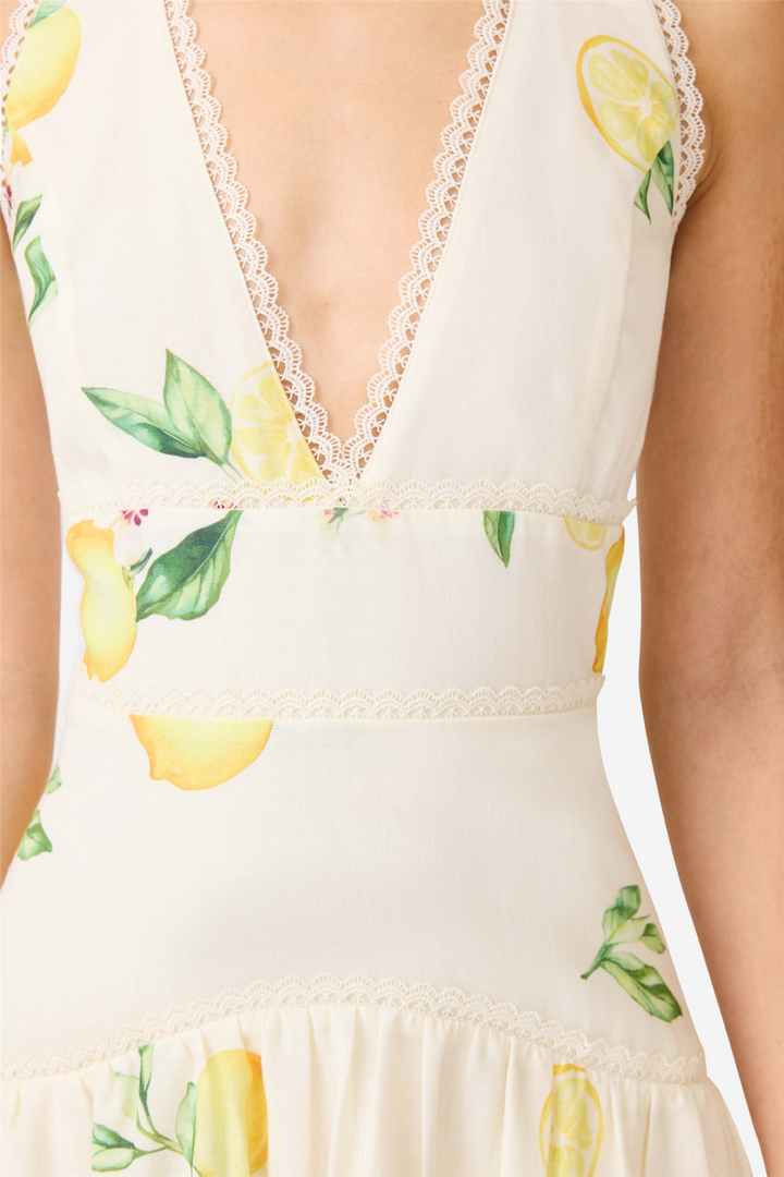 Hana Halter Gown Lemon Print
