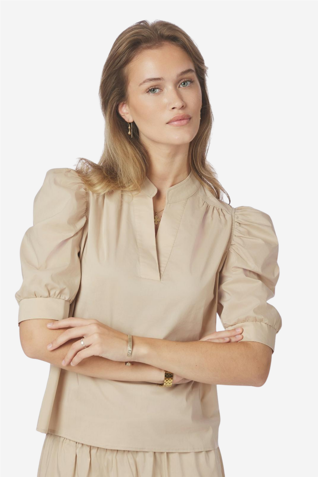 Roella Poplin Blouse Dark Sand