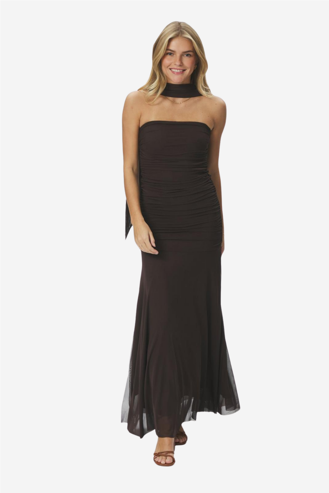 Misi Mesh Dress Brown