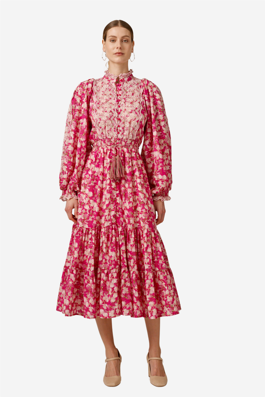 Cotton Slub Midi Dress Poppy Meadow