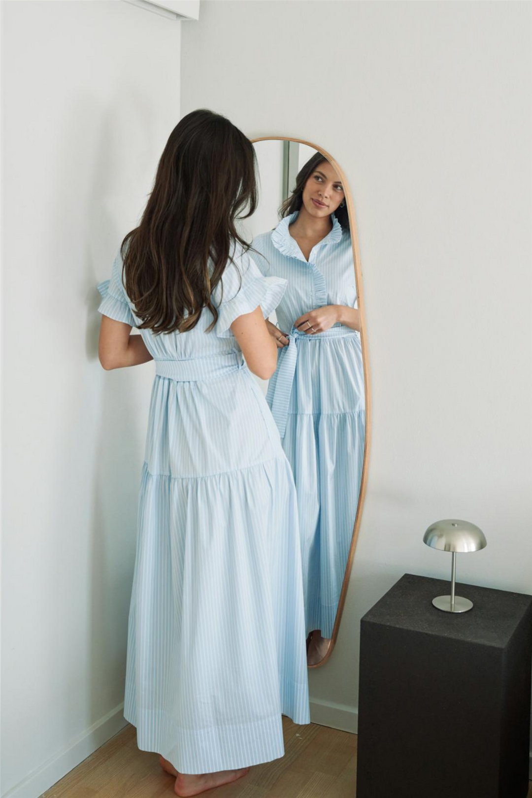 Nellie Soft Stripe Dress Light Blue