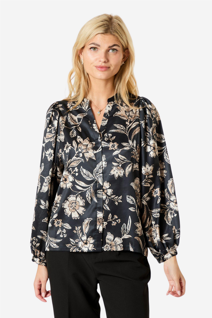 Nani Canvas Flower Bloouse Dark Navy