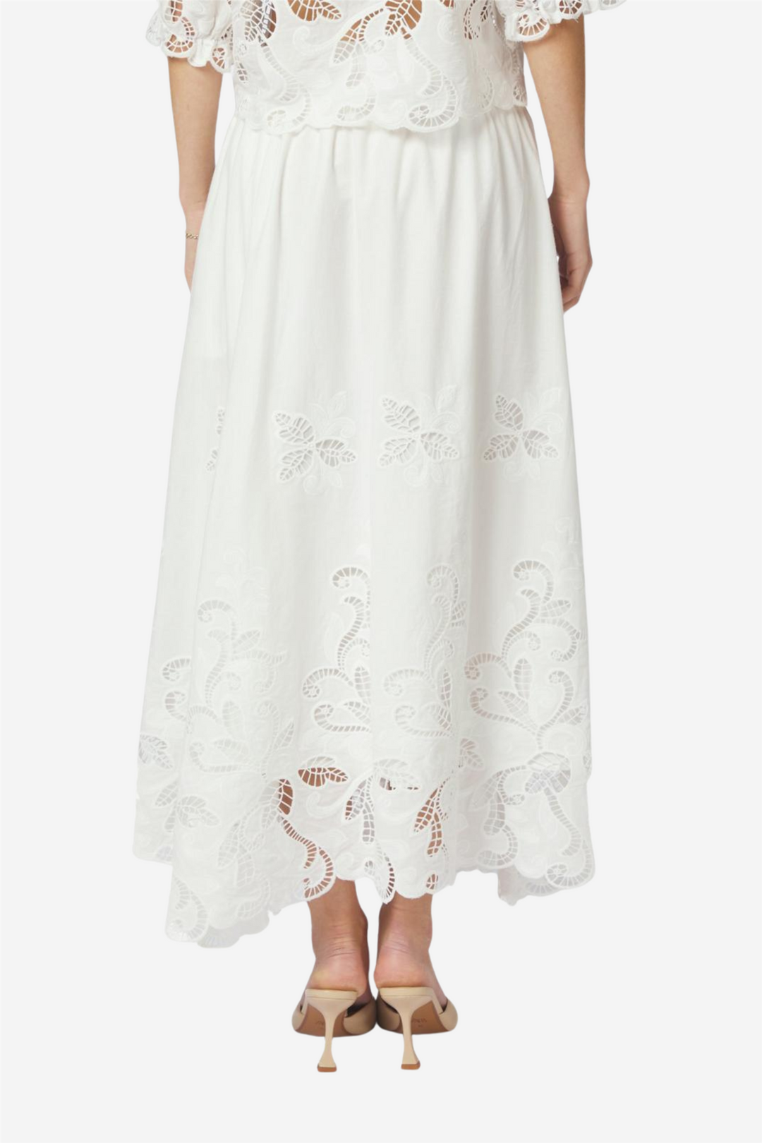 Yara Long Embroidery Skirt White