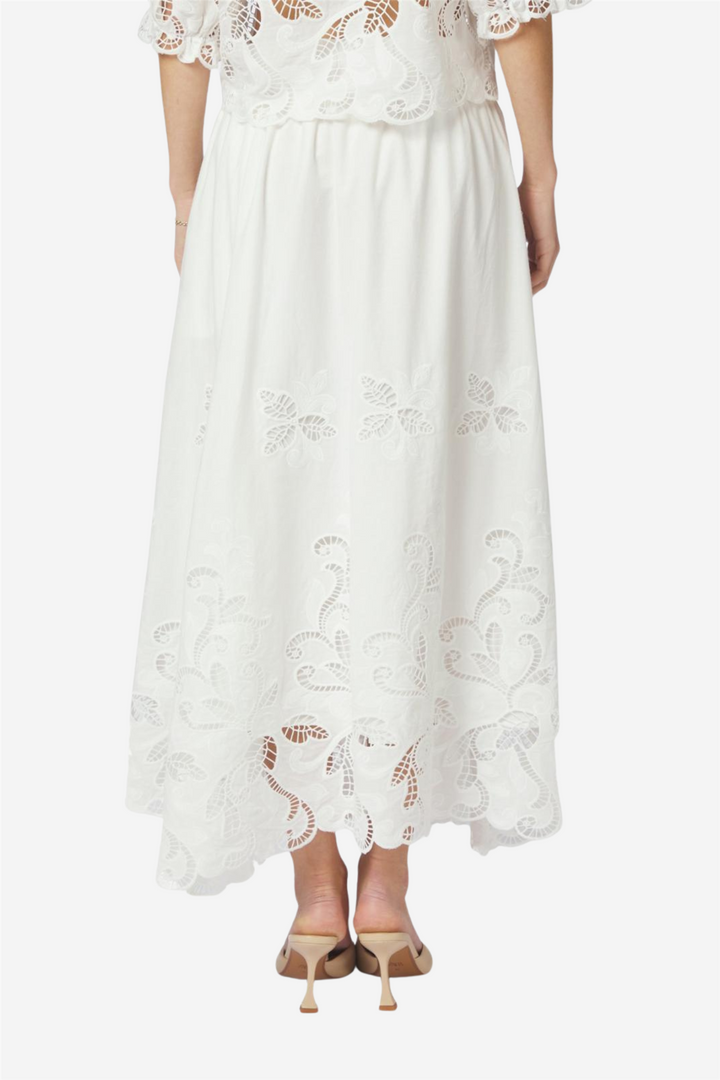 Yara Long Embroidery Skirt White