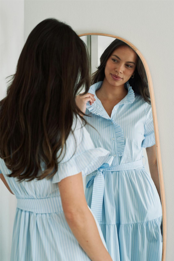 Nellie Soft Stripe Dress Light Blue