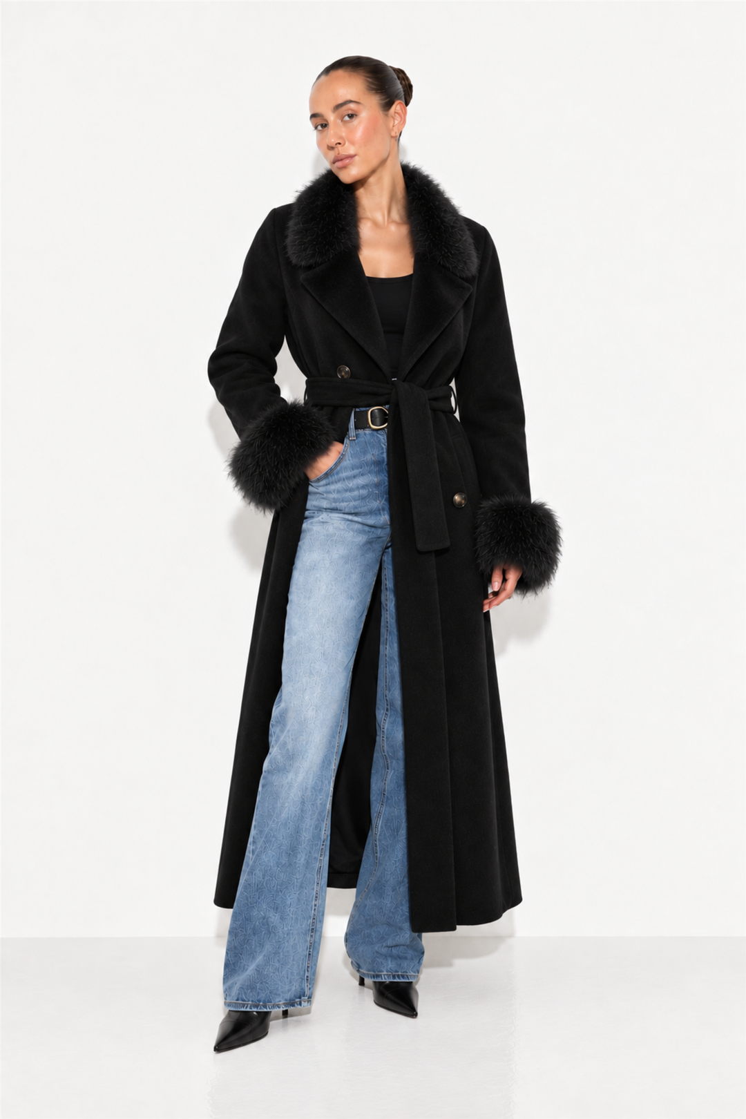 Marta Maxi Coat Faux Black
