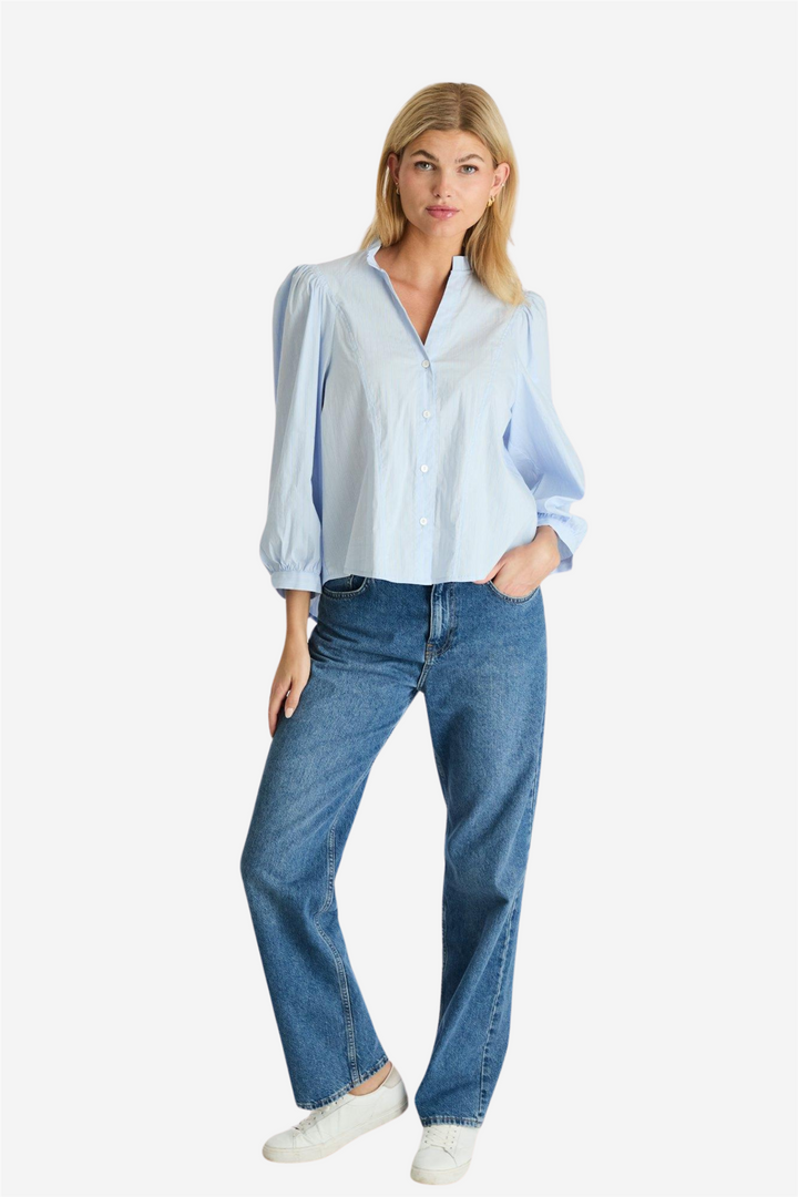 Barba Stripe Blouse Light Blue