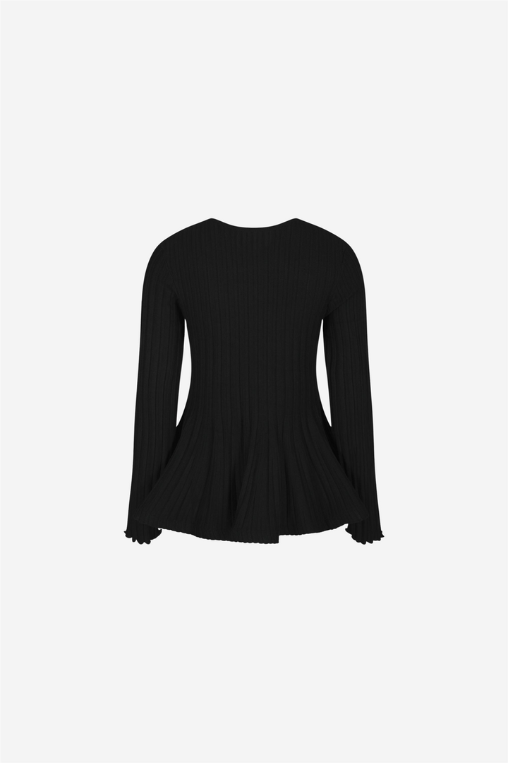 Wallina Peplum Knit Blouse Black