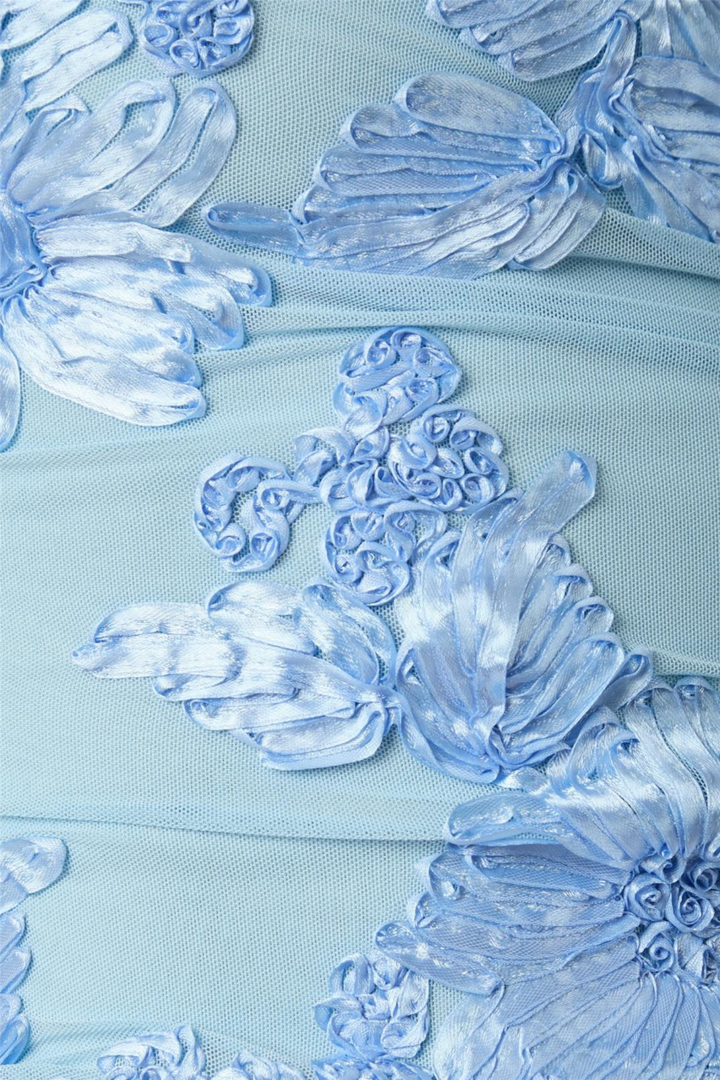 Florini Big Flower Mesh Top Light Blue