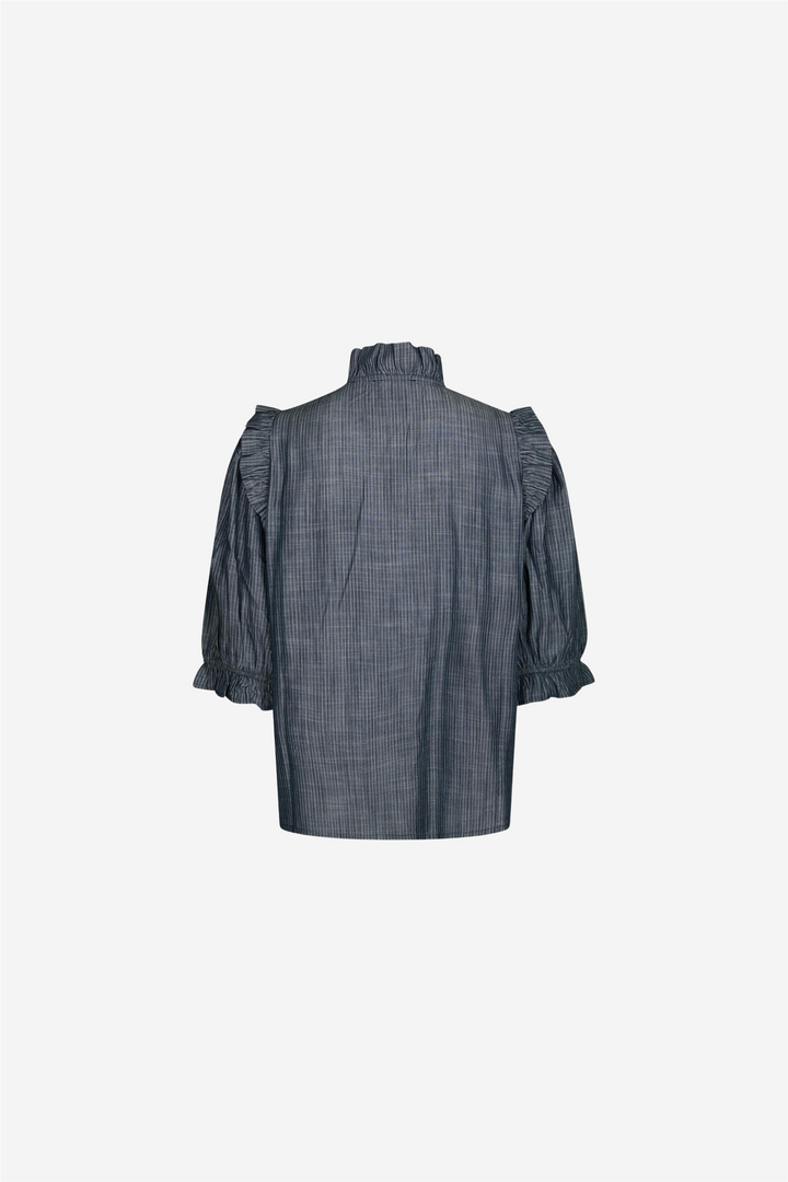 Chacha Chambray Stripe Blouse Dark Blue