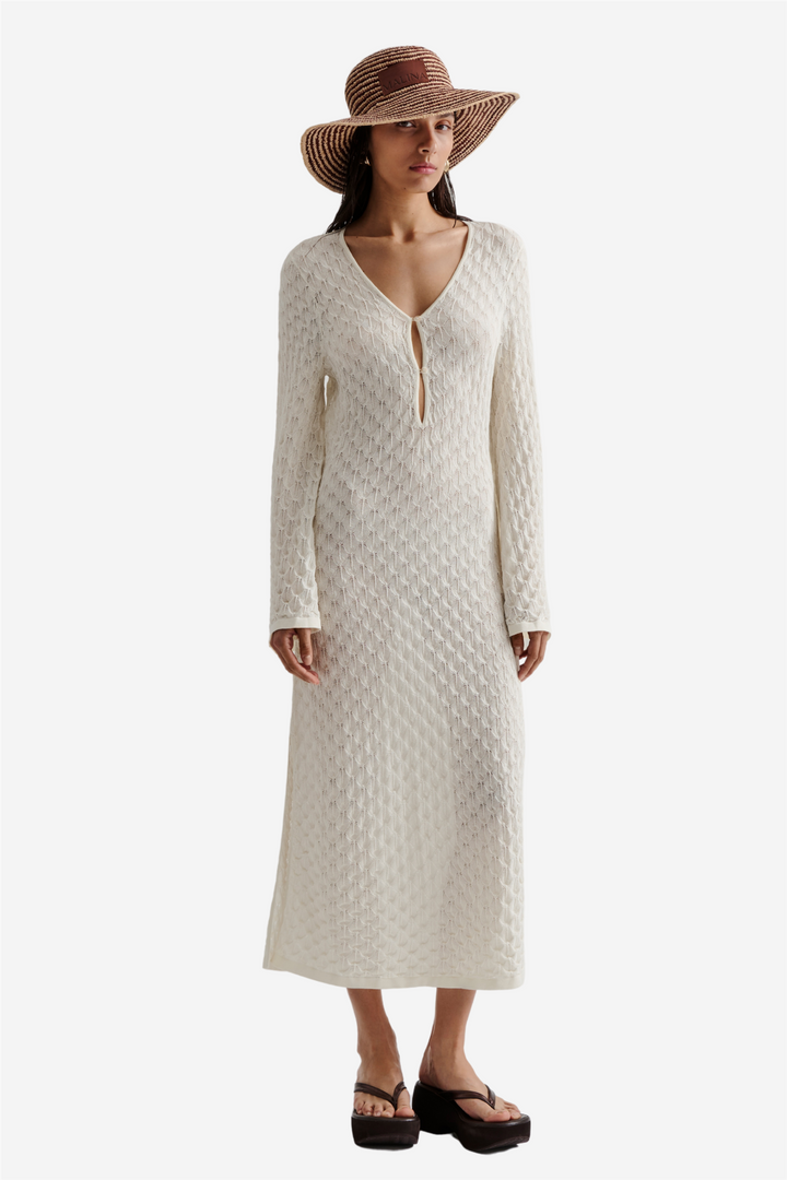 Sylvie fitted knitted maxi kaftan Cream